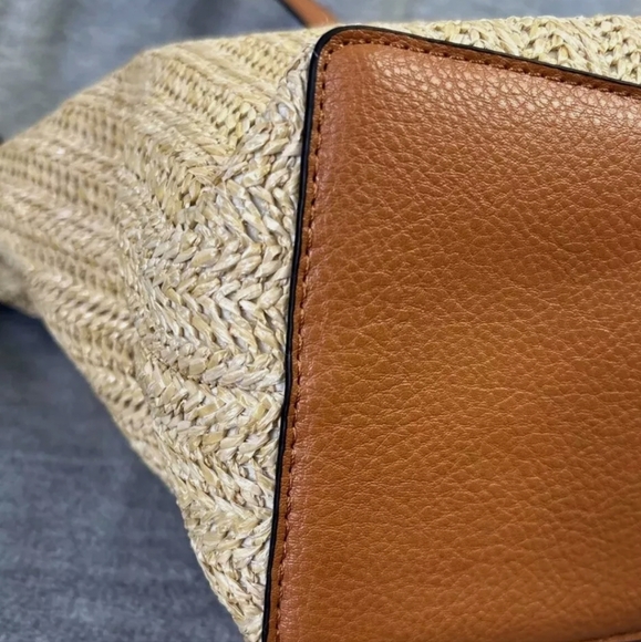 London Fog Alisa Jute Straw Tote Handbag - Picture 4 of 14